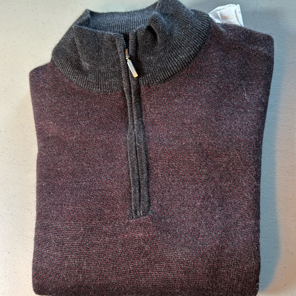 Toscano 1/4 zip sweater size L. Dry cleaned for you